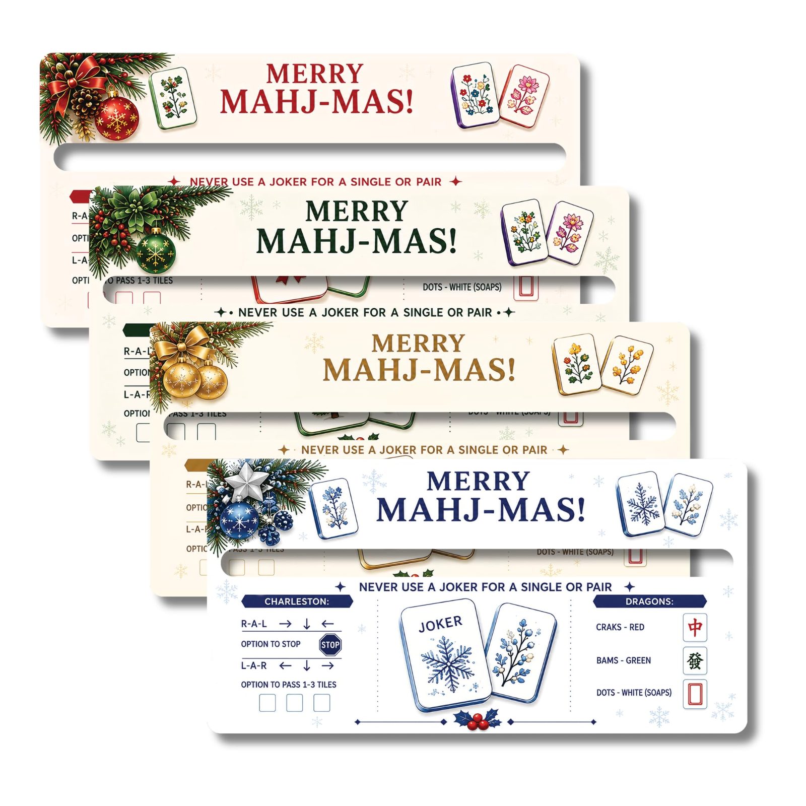 Merry Mahj-Mas Line Reader Cards 4-Pack